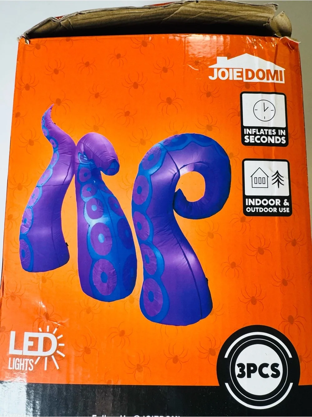 JOIEDOMI 3-Piece LED Inflatable Octopus Tentacles Window Halloween Decor